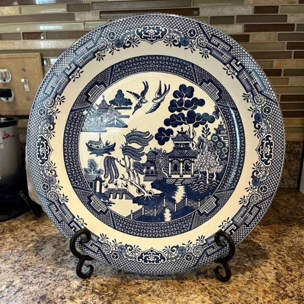 Churchill Blue Willow Blue and White Platter 12” Made in England